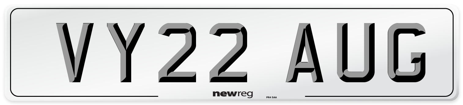 VY22 AUG Number Plate from New Reg